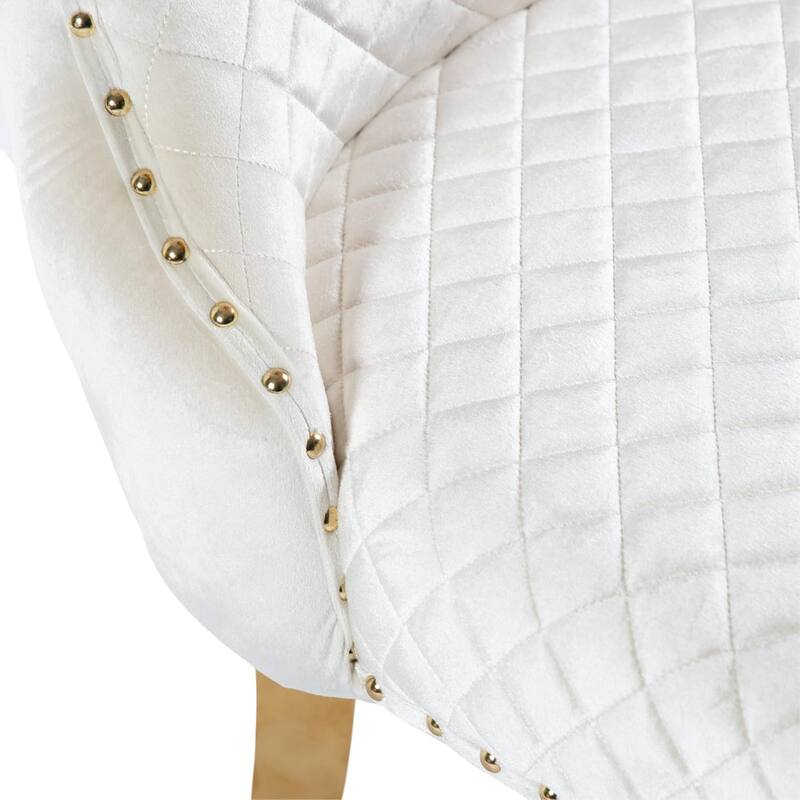 White Gold Finish Glam Upholstered Side Chairs Set