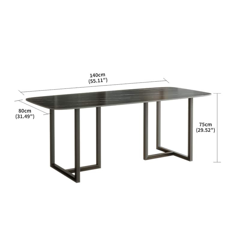 Lesly Modern Rectangle Black 55.11 in. Dining Table(4 Seats) - 55.11"D×31.49"W×29.52"H