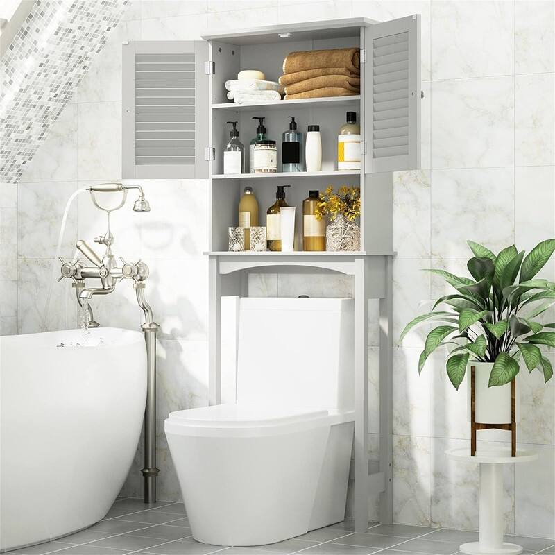 Over The Toilet Storage - 8.86"D x 23.62"W x 62.2"H - 8.86"D x 23.62"W x 62.2"H - Grey