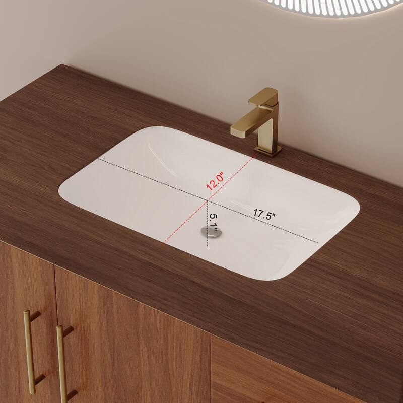 36" Modern Bathroom Vanity with Seamless Ceramic Sink & Gold Accent Free Standing Cabinet