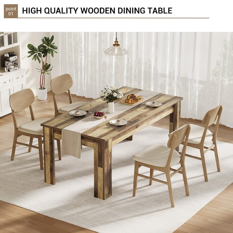 63 Inch Dining Table, Rectangular Dining Table for Kitchen