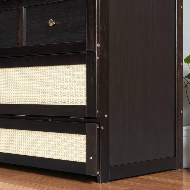 Full Size Murphy Bed with Large Storage Drawers, Space-Saving Foldable Wall Bed with Elegant Front Design