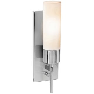 Access Lighting Iron - Wall Sconce - Brushed Steel Finish - Opal Glass Shade