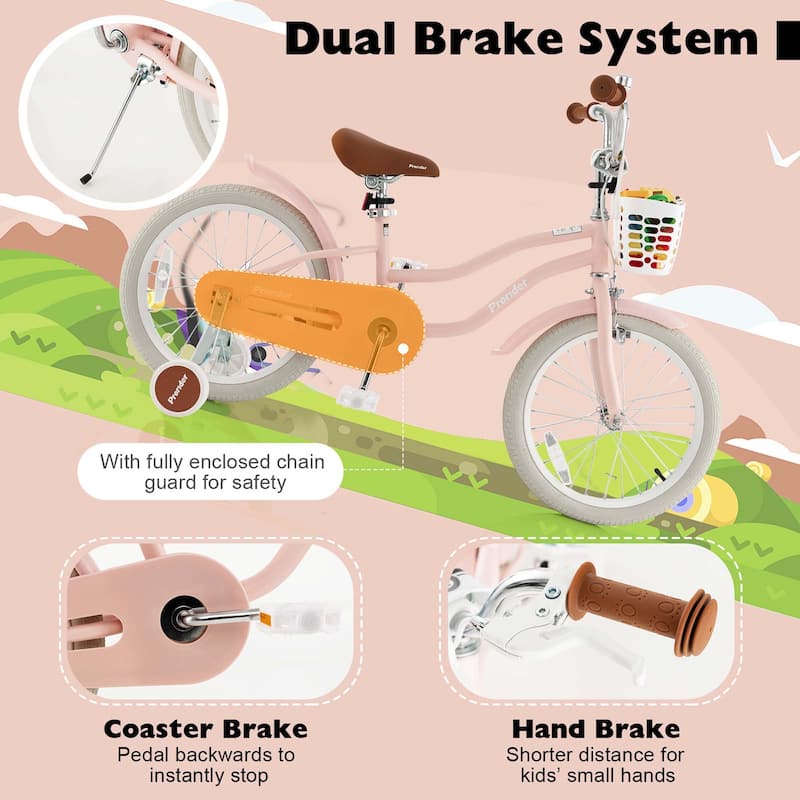 18'' Kids Bike Adjustable Bicycle w/ Training Wheel for 4-8 Years