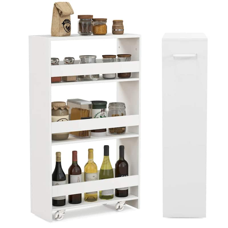 Costway 4-Tier Rolling Storage Cart 8" Slim Kitchen Cart on Wheels