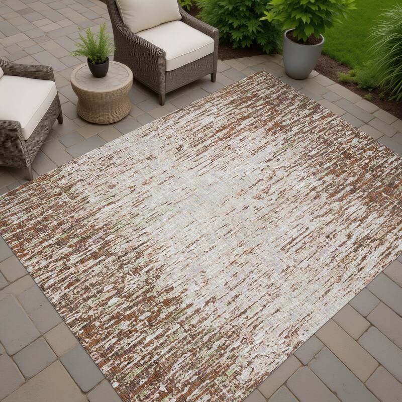 Machine Washable Indoor/ Outdoor Abstract Moxy Chantille Rug