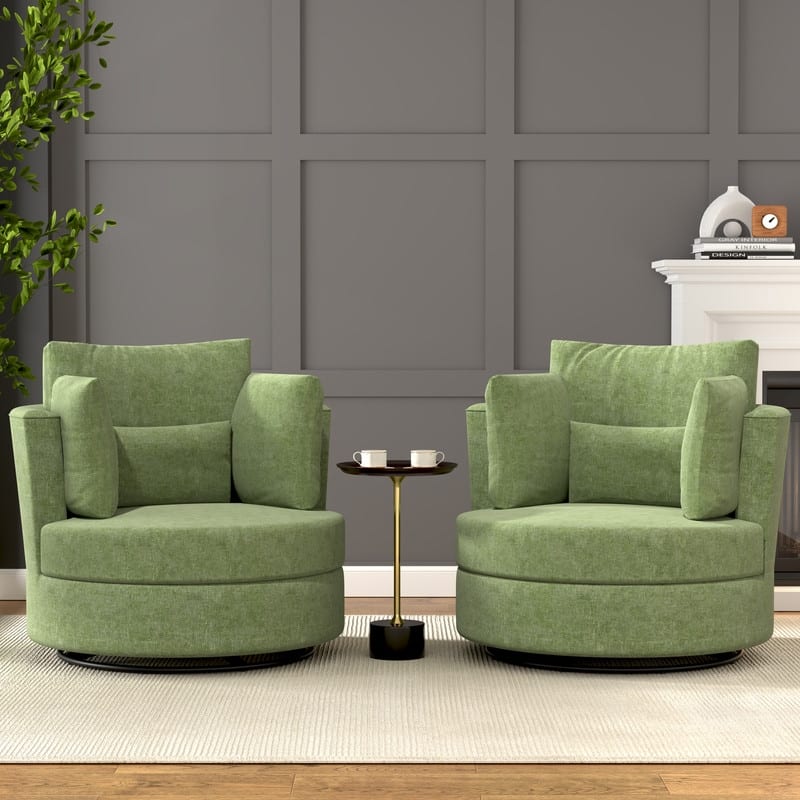 Swivel 34.7" Wide Comfortable Chenille Accent Chair (Set of 2) - Gray Chenille Set of 2