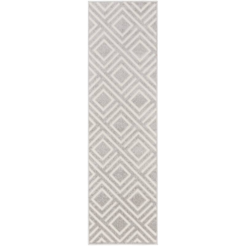 Nourison Casual Indoor only Geometric Area Rug - 2' x 6' - Light/Grey - Runner