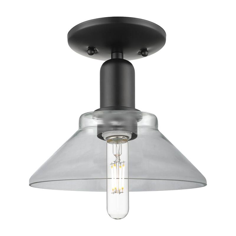 Innovations Lighting 716-1C-9-9 Orwell Semi-Flush Orwell 9" Wide - Matte Black / Clear