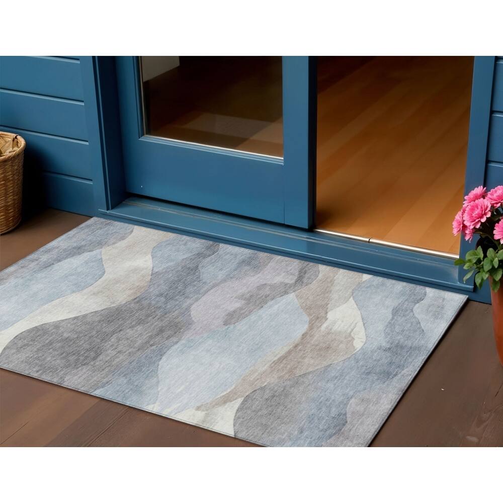 HomeRoots Abstract Transitional Rectangle Outdoor Rug