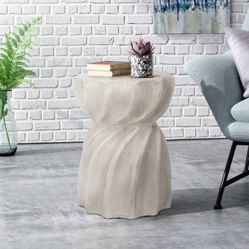 Modern Outdoor Side Table with Sunburst Top Hourglass Shape