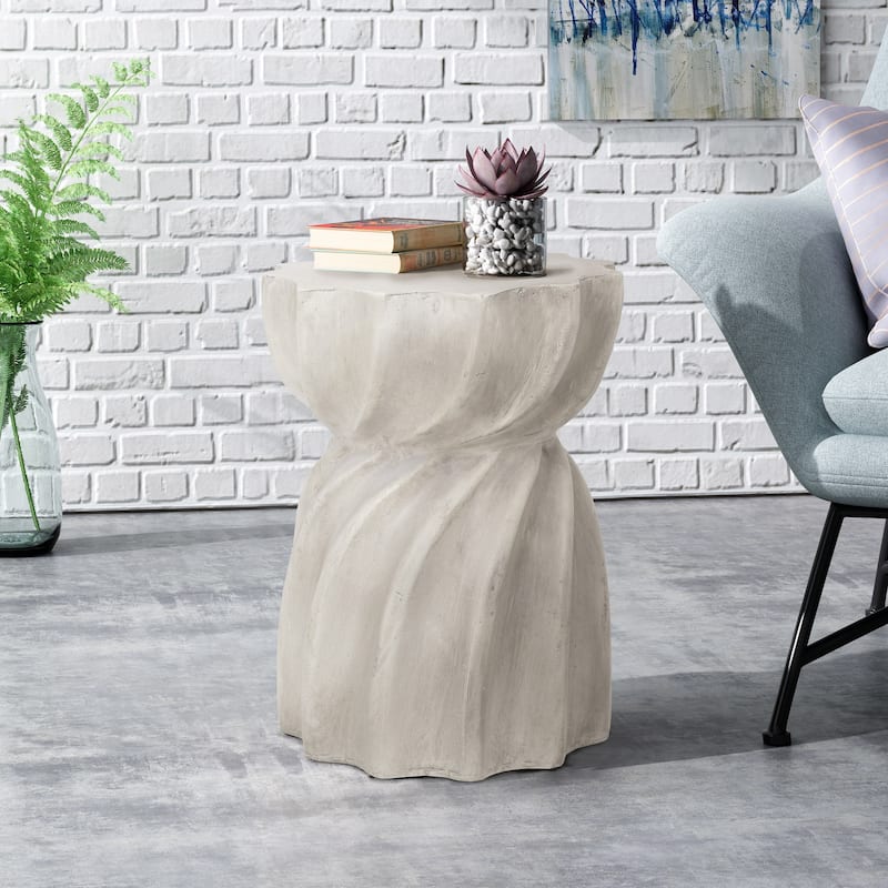Roomfitters Canis Concrete Side Table, Outdoor Accent End Table, Modern Patio Small Round Table, Grey - Gray