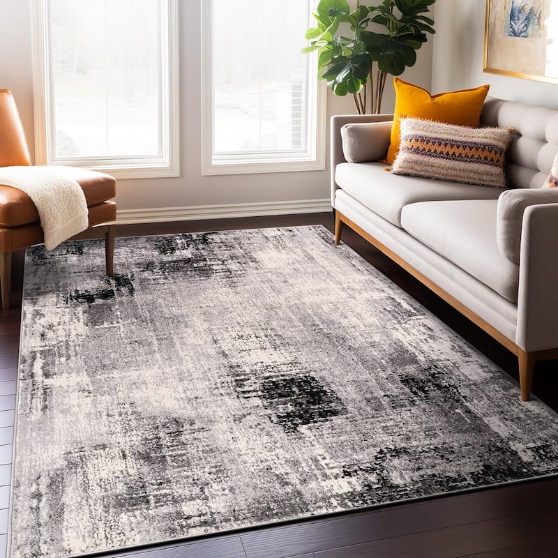 World Rug Gallery Dublin Contemporary Abstract Area Rug - 7' 10" x 10' - Black - Runner/Rectangle
