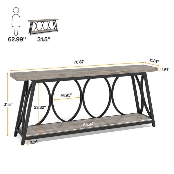 dimension image slide 2 of 3, 70.9" Extra Long Accent Console Table