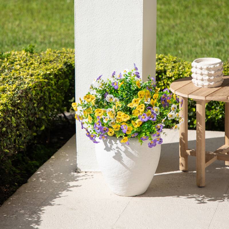 13-in UV Resistant Artificial Pansy Bush (Indoor/Outdoor) - Set of 12