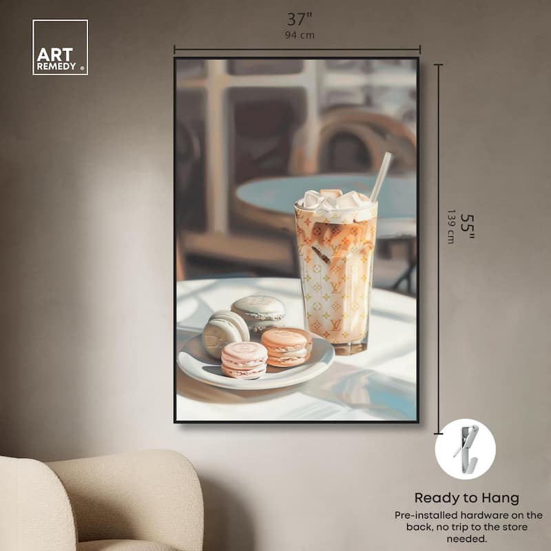 Glam Iced Coffee and Macarons Canvas by Art Remedy