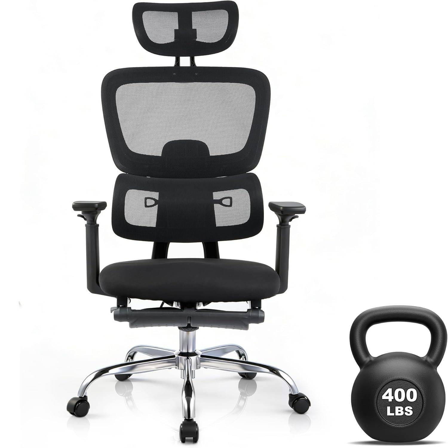 Ergonomic Mesh Adjustable Lumbar Office Chair, Swivel Rolling Computer Seating