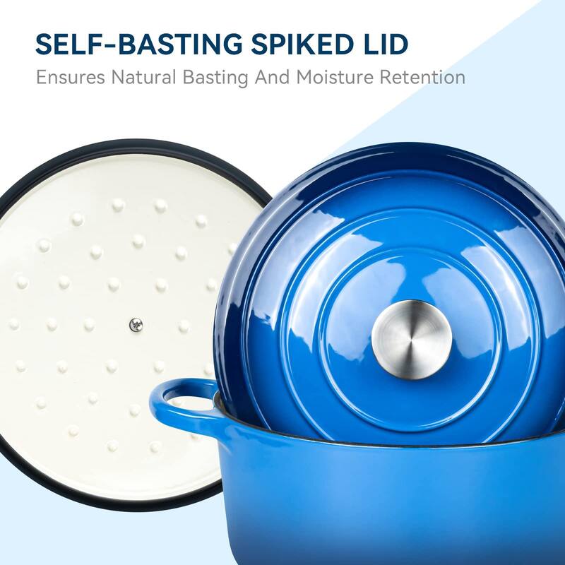 6 QT Enameled Dutch Oven Pot with Lid, Cast Iron Dutch Oven with Dual Handles Non-stick Enamel Coated Cookware