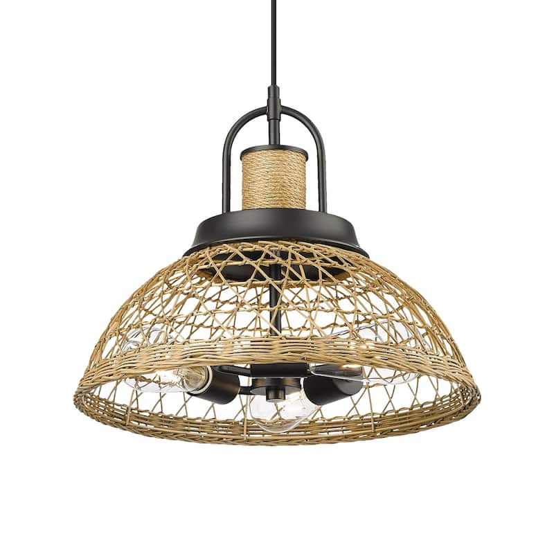 16'' 3-Light Rattan Pendant Light