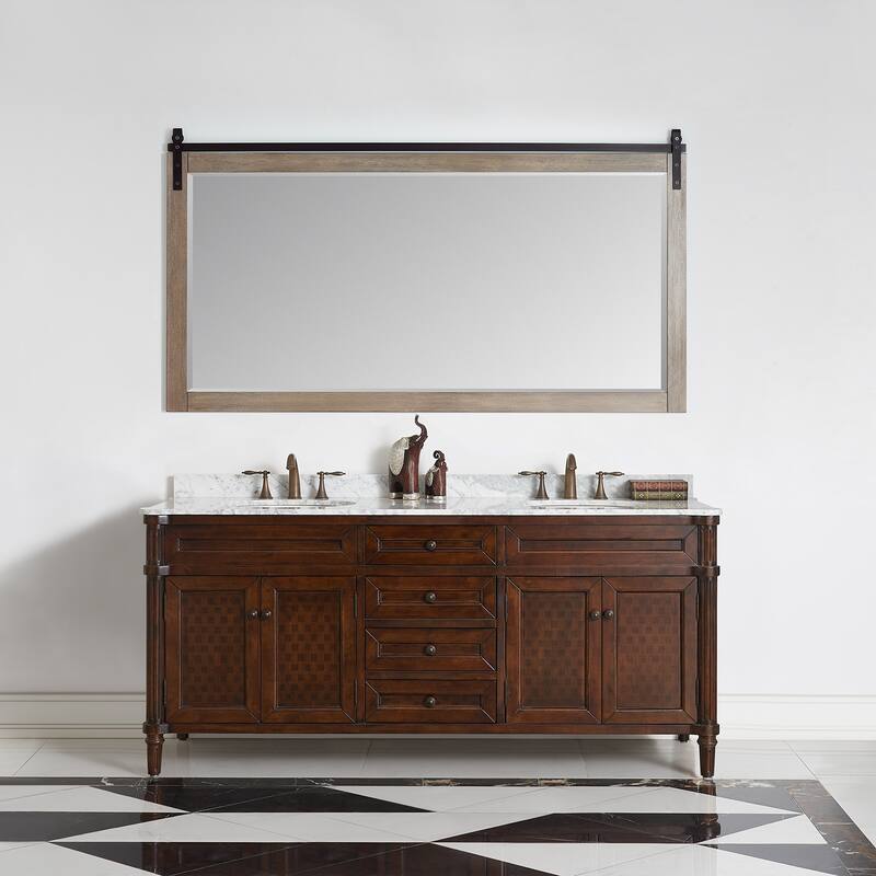 Cortes 72" Bathroom Vanity Barndoor Wall Mirror in Grey