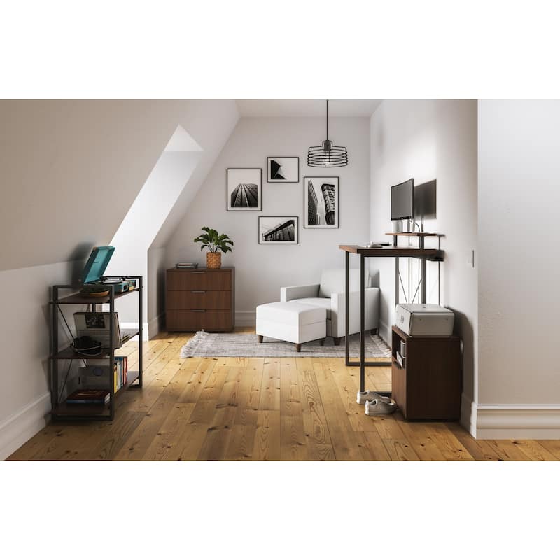 Homestyles Merge Brown Wood Three-Shelf Bookcase - 36' x 15' x 35'