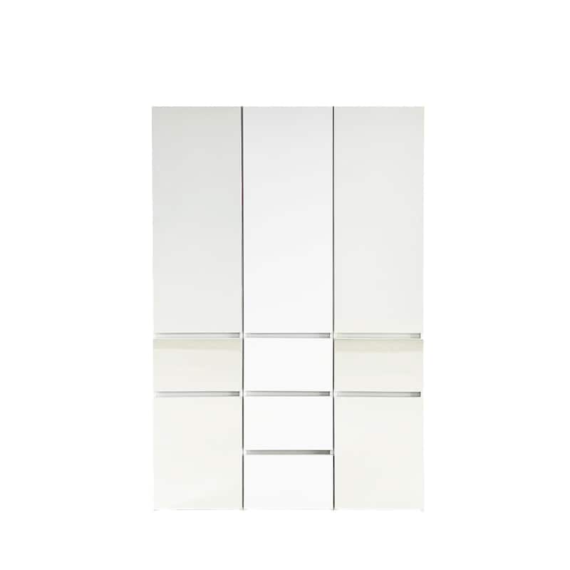 Elise Modular Wood Closet System with Mirror in White - 47.1"D x 17.72"W x 70.9"H