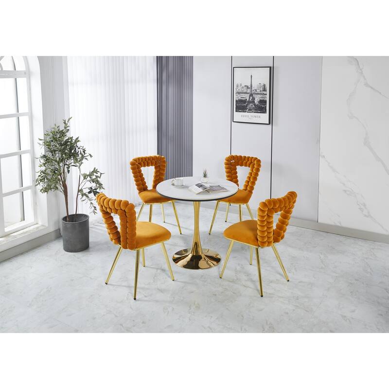 Orange Modern 22.04" Accent Chairs with Iron Tube Legs and Comfortable Backrest (Set of 2)