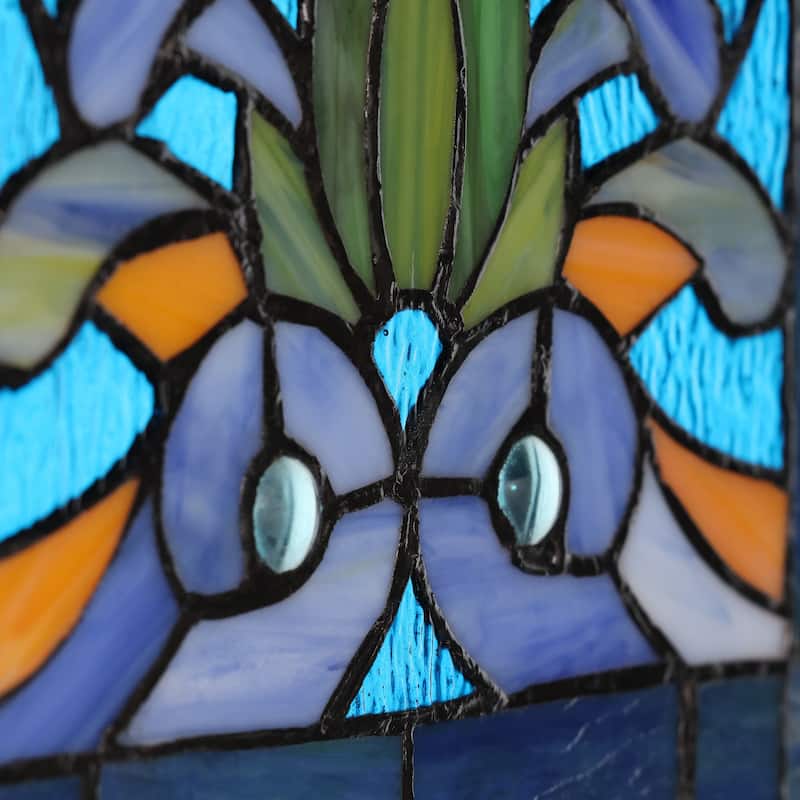 River of Goods Victorian Stained Glass Fleur De Lis Window Panel - 9.5"L x 0.25"W x 36"H