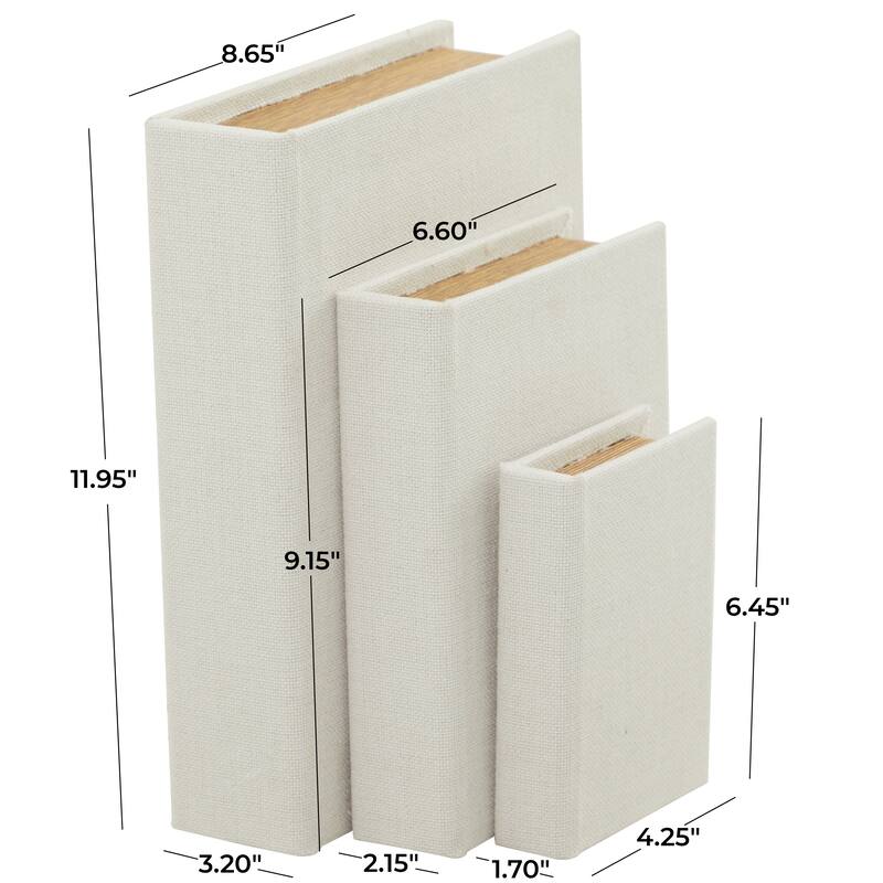 Burlap Leather Canvas Book Box Various Designs (Set of 3)