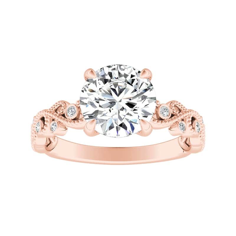 Auriya 14k Gold 2ct TW Vintage Moissanite and Diamond Engagement Ring 1/10cttw