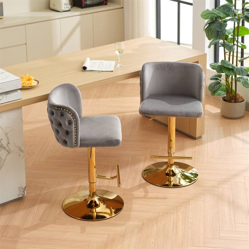 Swivel Barstools Adjusatble Seat Height,Upholstered Bar Stools 2PCS