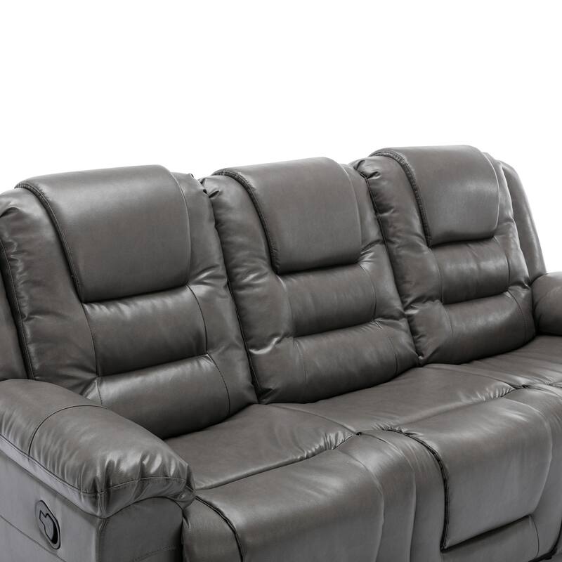 3 Seater Home Theater Recliner Manual Recliner Chair with Two Built-in Cup Holders for Living Room,Bedroom
