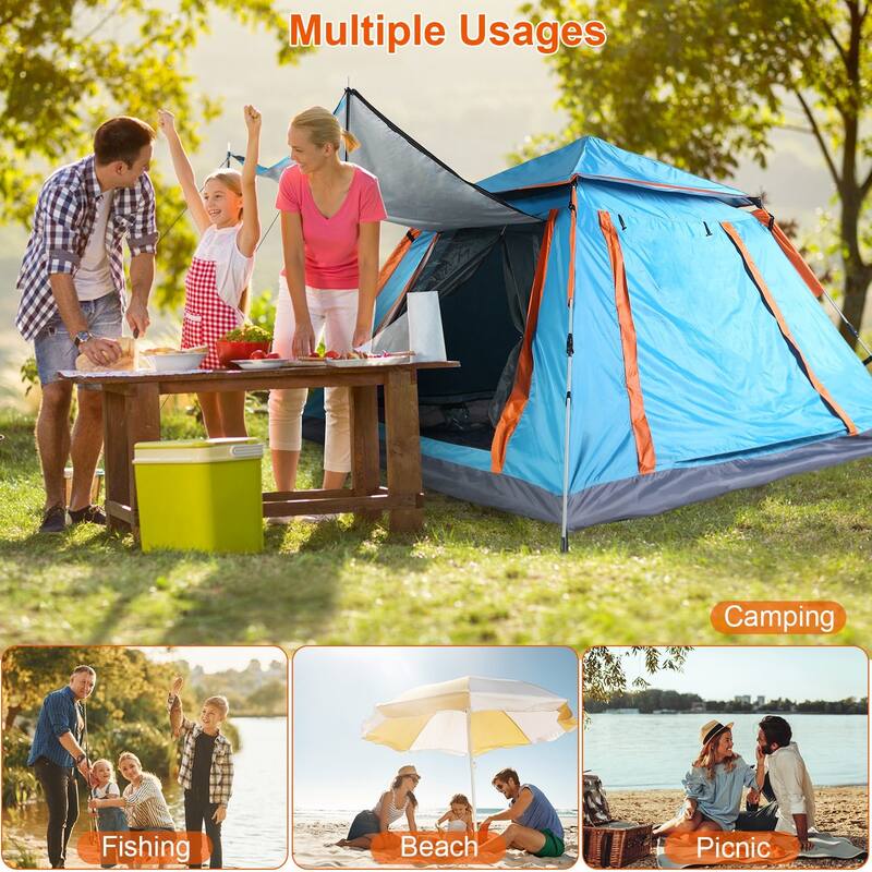 4-5 Person Pop-Up Camping Tent Instant Setup Waterproof Windproof - 84.65x84.65x53.54in