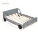 preview thumbnail 7 of 7, Gray Nordic Full Size Car-Shaped All-in-One Platform Bed w/ Wheels Creative Panel Bed Frame for Kids, Teens, Easy Assembly