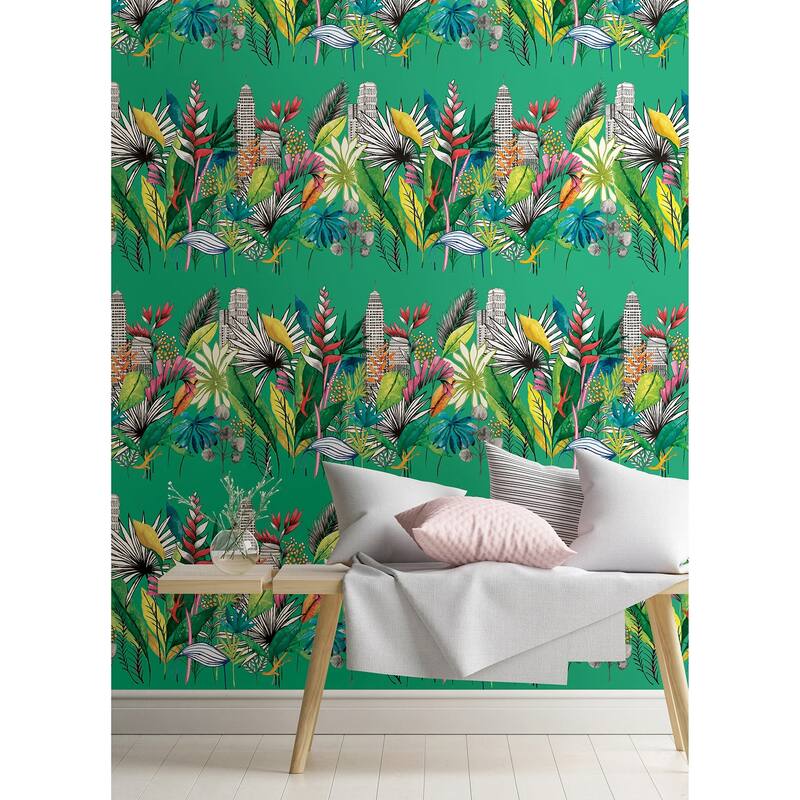 Sierra Green Urban Tropic Wallpaper