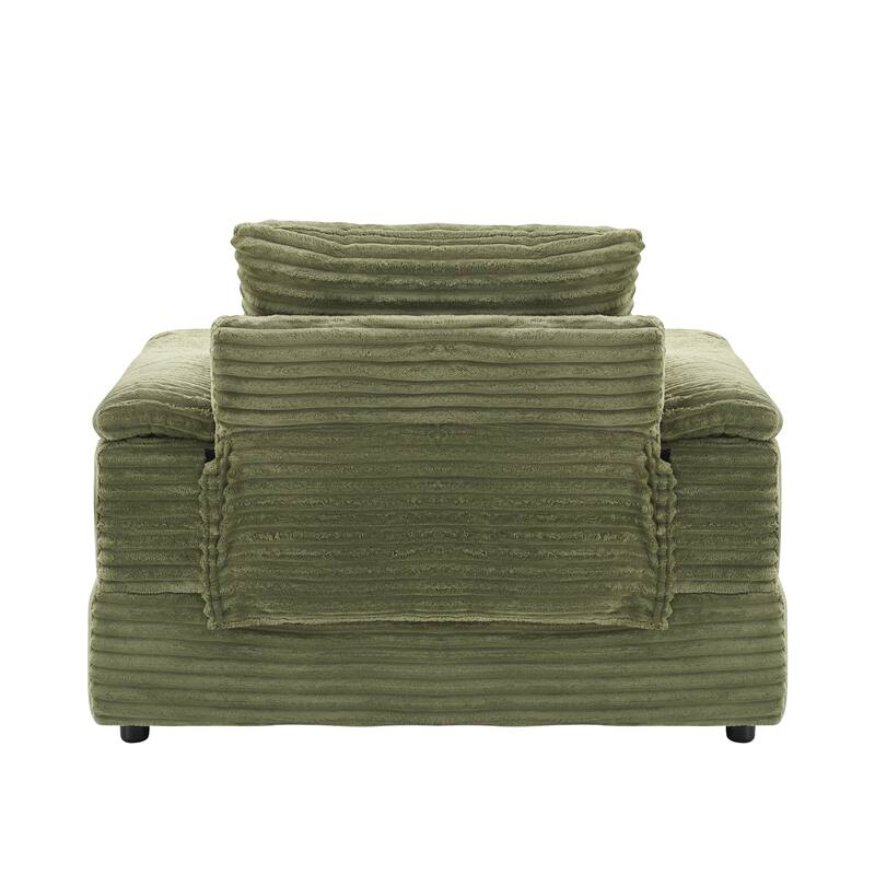 42.52 inch Green Corduroy Single Sofa with Pillows, Simple Design