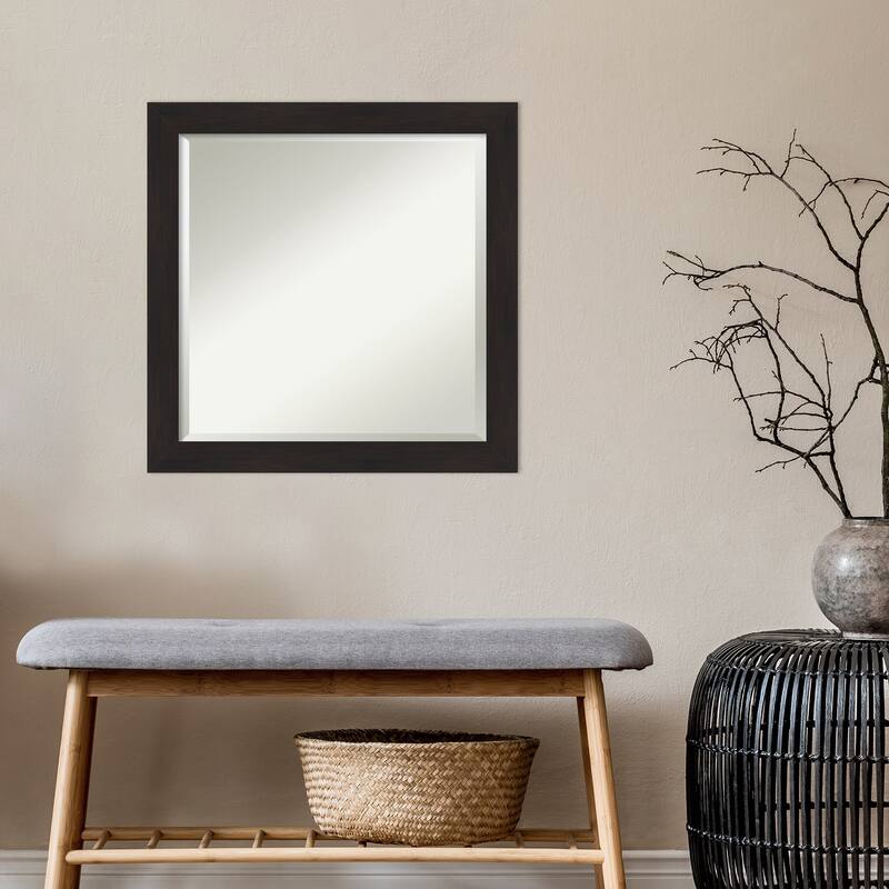 Beveled Wall Mirror - Furniture Espresso Narrow Frame - Furniture Espresso Narrow