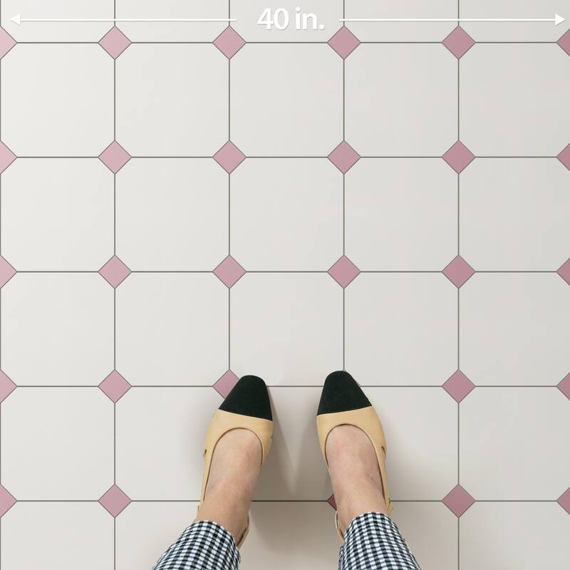Merola Tile Vaudeville Octagon Nacar with Taco Pink 7-7/8" x 7-7/8" Porcelain Floor and Wall Tile