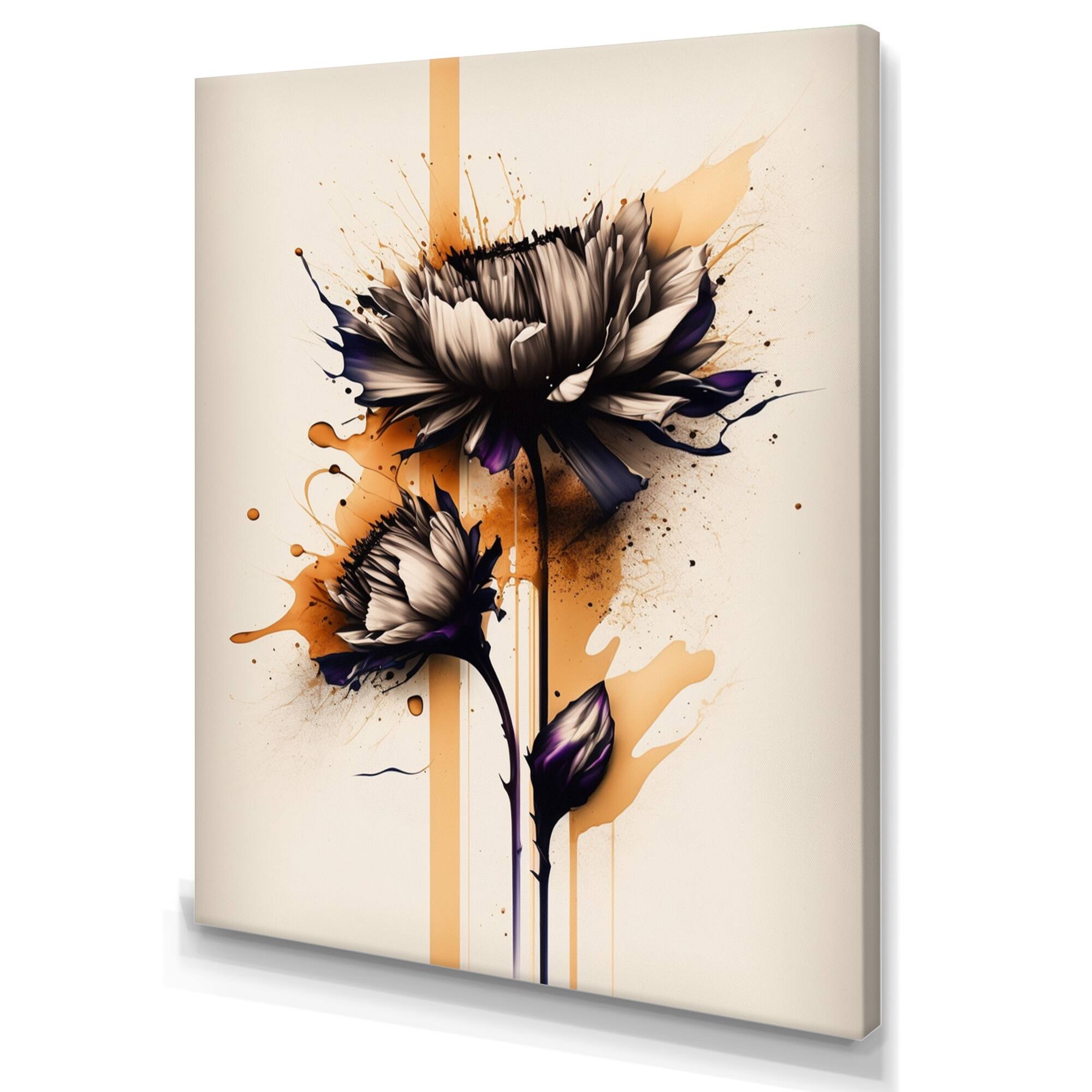 Designart 'Orange Dahlia Flower On Abstract Fusion II' Floral ...