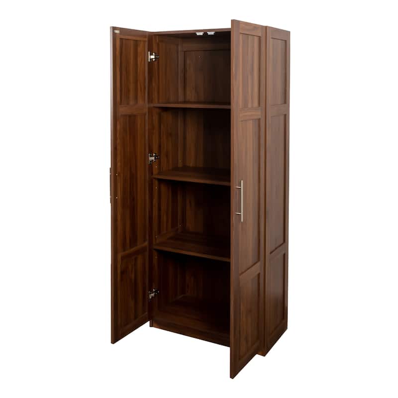 High Wardrobe And Cabinet With 2 Doors And 3 Partitions To Separate 4 Storage Spaces