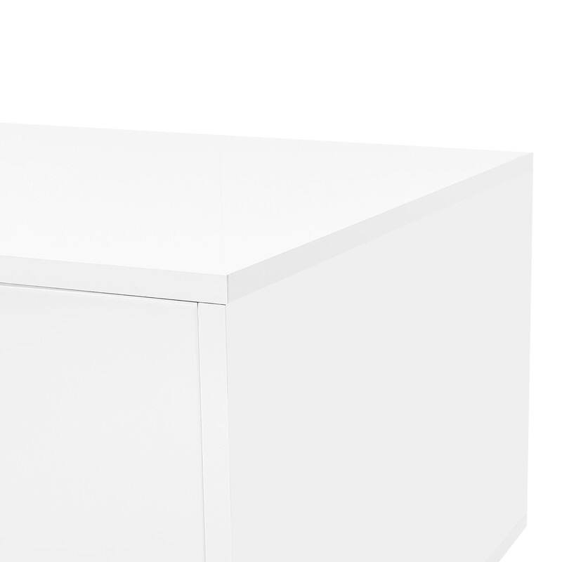 Modern High Glossy Rectangle Coffee Table, Stylish Center Table with Storage Space, Accent Furniture with 16 Color LED Lights
