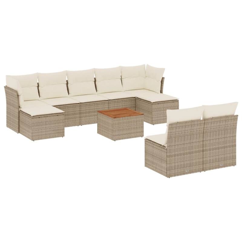 vidaXL Patio Sofa Set with Cushions Outdoor Furniture 10 Piece Poly Rattan - 24.4 x 24.4 x 27.2