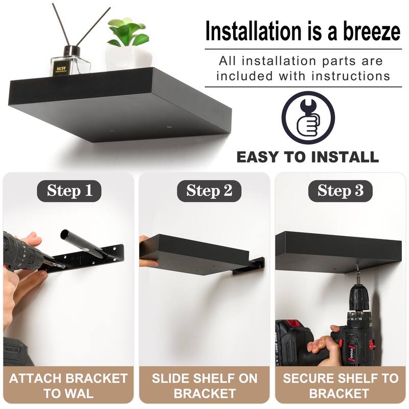 Floating Shelf Square Invisible Mounting (4 Pack) - 9.25" L X 9.25" W 1.5"H