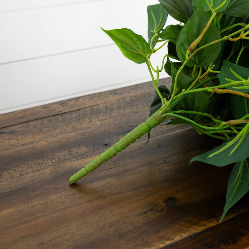 Philodendron Artificial Hanging Plants - 32" - Green - Set of 2