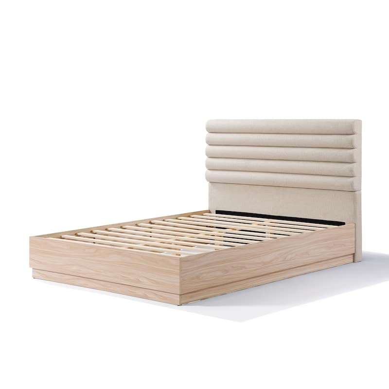 Christopher Knight Home Queen Platform Bed Frame with Upholstered Headboard