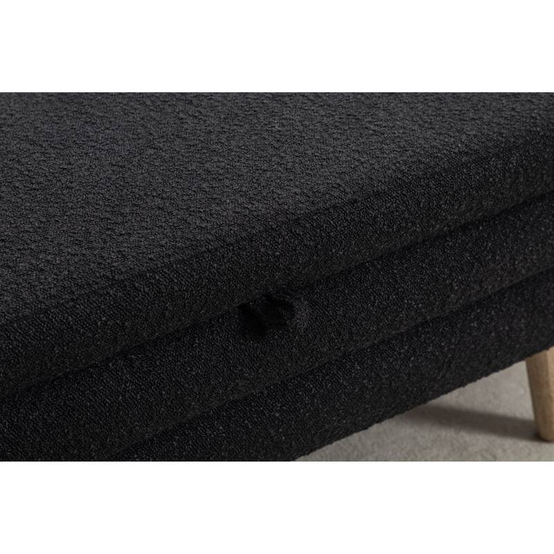 Bedroom Storage Bench, Velvet Oval Upholstered End of Bed Bench with Wood Legs, Modern Storage Ottoman Bench for Entryway