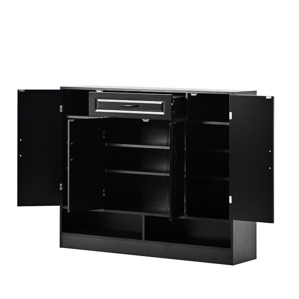 GREATPLANINC Modern Shoe Cabinet Home Accent Shoe Cabinet Black