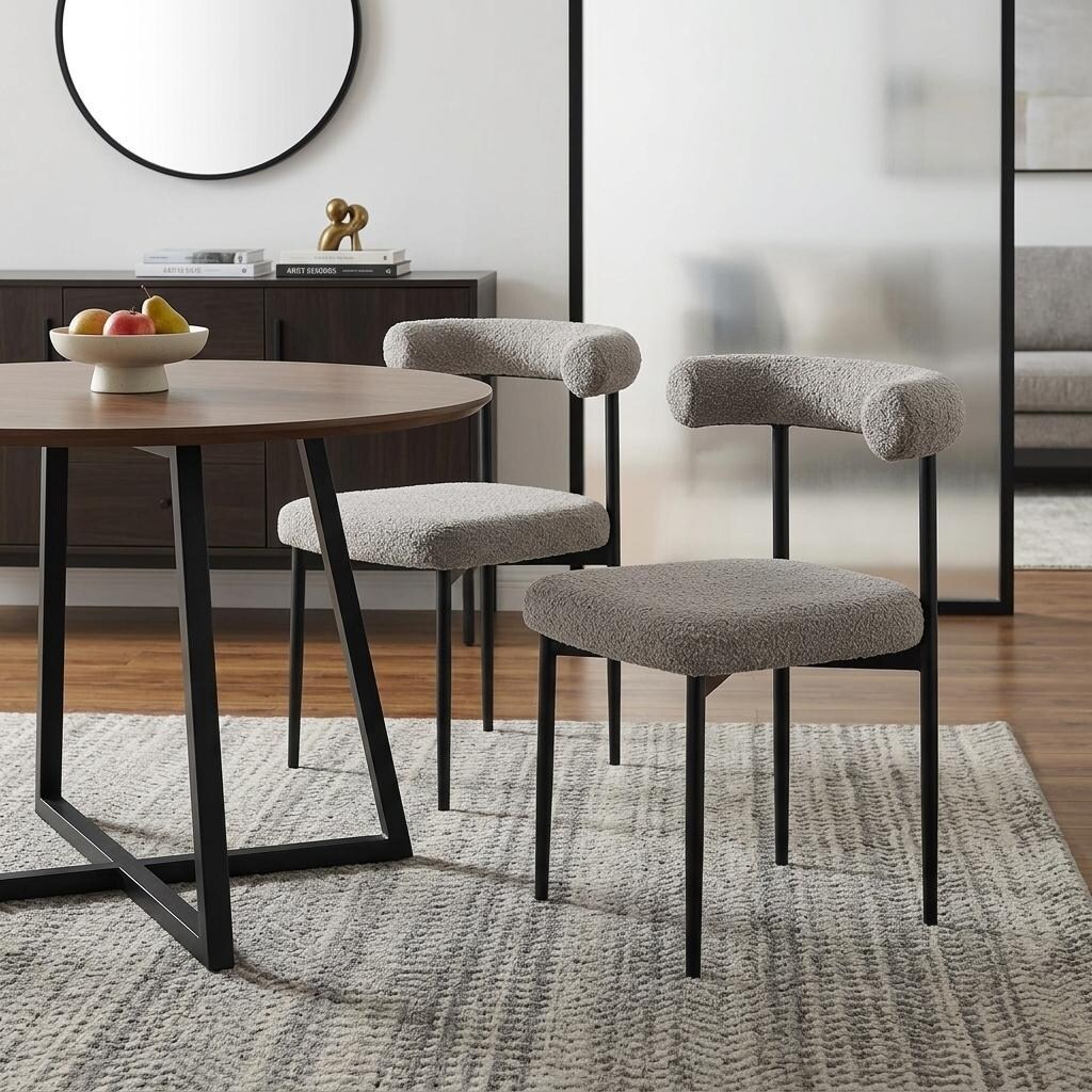 HomeRoots Set of Two Gray And Black Upholstered Polyester Open Back Dining Side Chairs - 23.50 in. x 30.50 in. x 20.50 in.