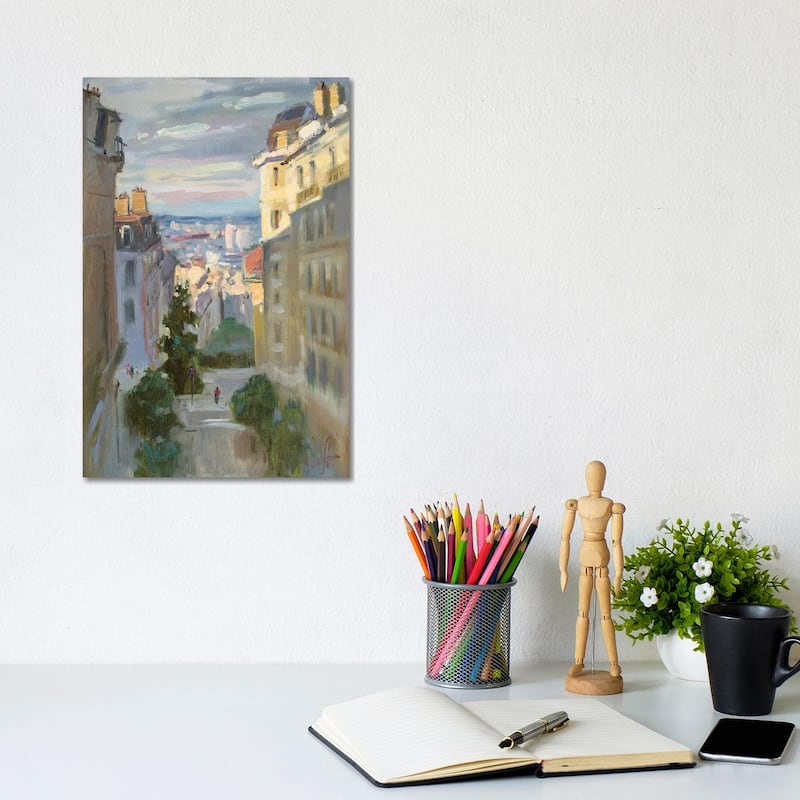 iCanvas "Monmantre Slope Paris France" by CountessArt Canvas Print - 12x8x0.75