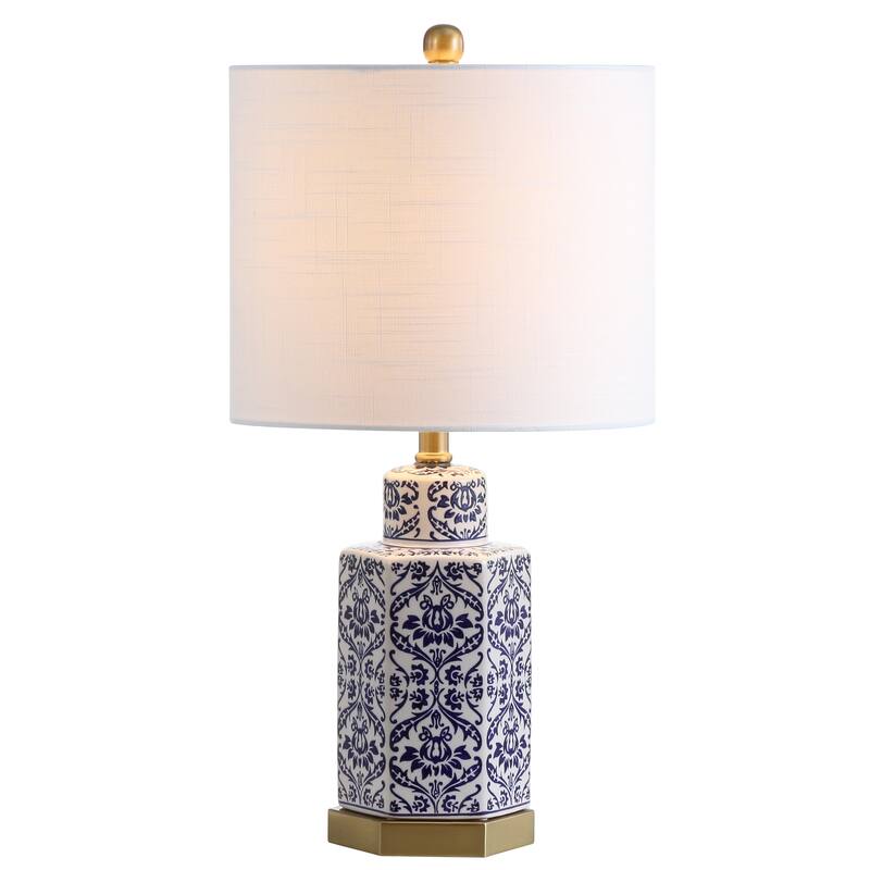 Gretchen 23.5" Ginger Jar Ceramic/Metal LED Table Lamp, Blue/White by JONATHAN Y
